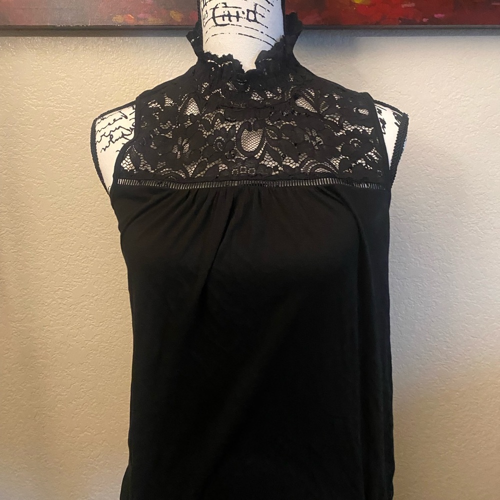 New York & Company Black Lace Top